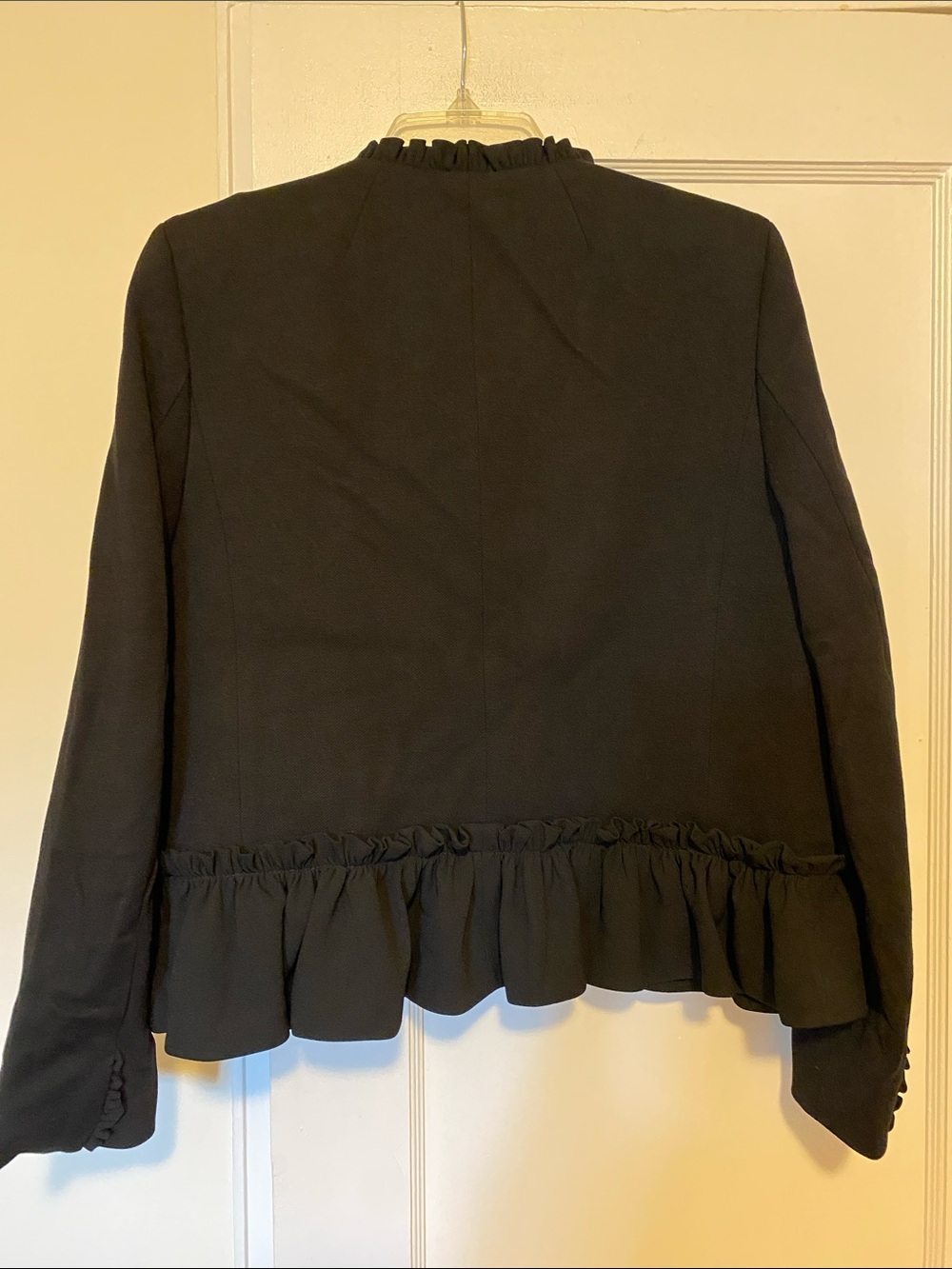 J. Crew ruffled black going out blazer peplum size 12 - Picture 13 of 16